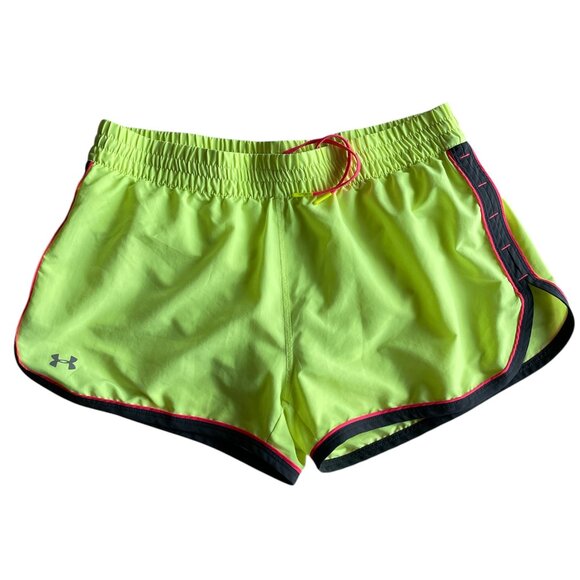 Under Armour Women's Heat Gear Neon Yellow Running Shorts, Size M - Picture 1 of 7